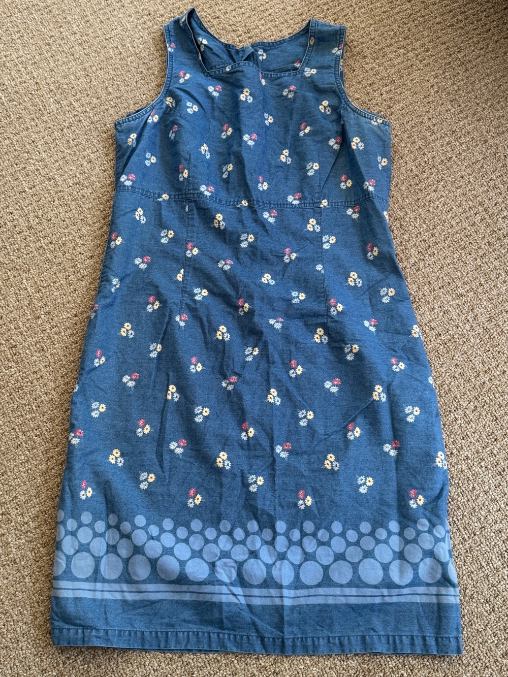 Vintage Liz Claiborne Lizwear Light Denim Chambray Daisies & Dots Shift Dress